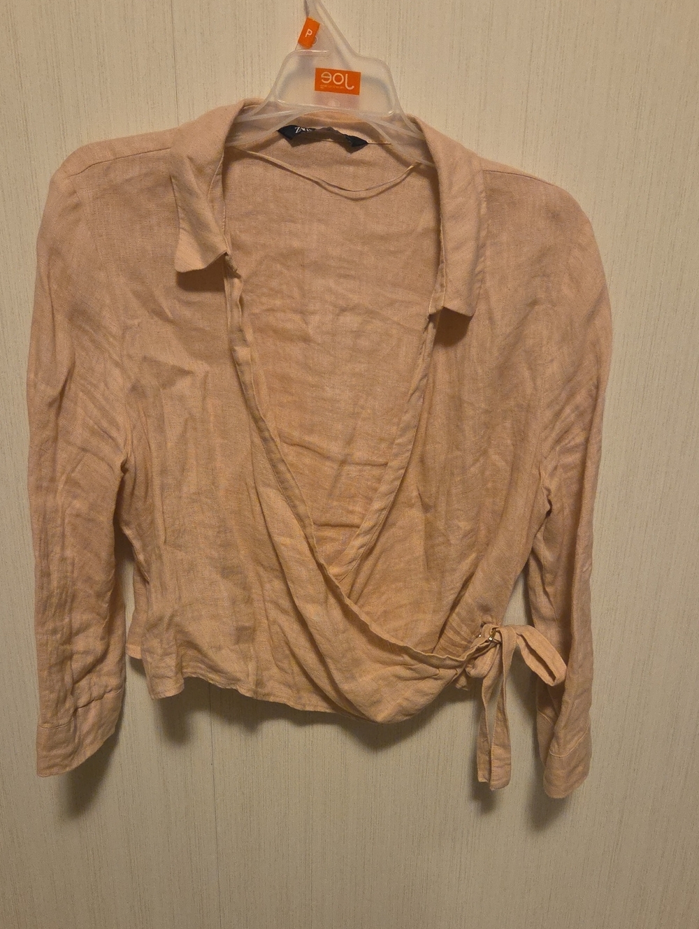 ZARA Dusty Pink Wrap Linen Top